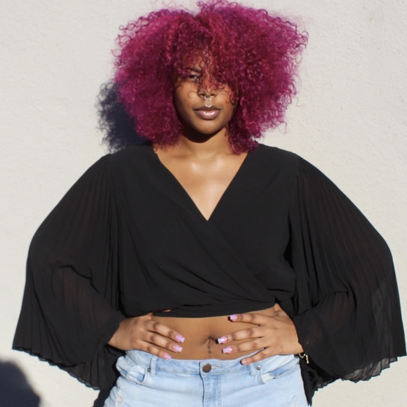 Plus size Black Wrap Blouse - Picture 3 of 4